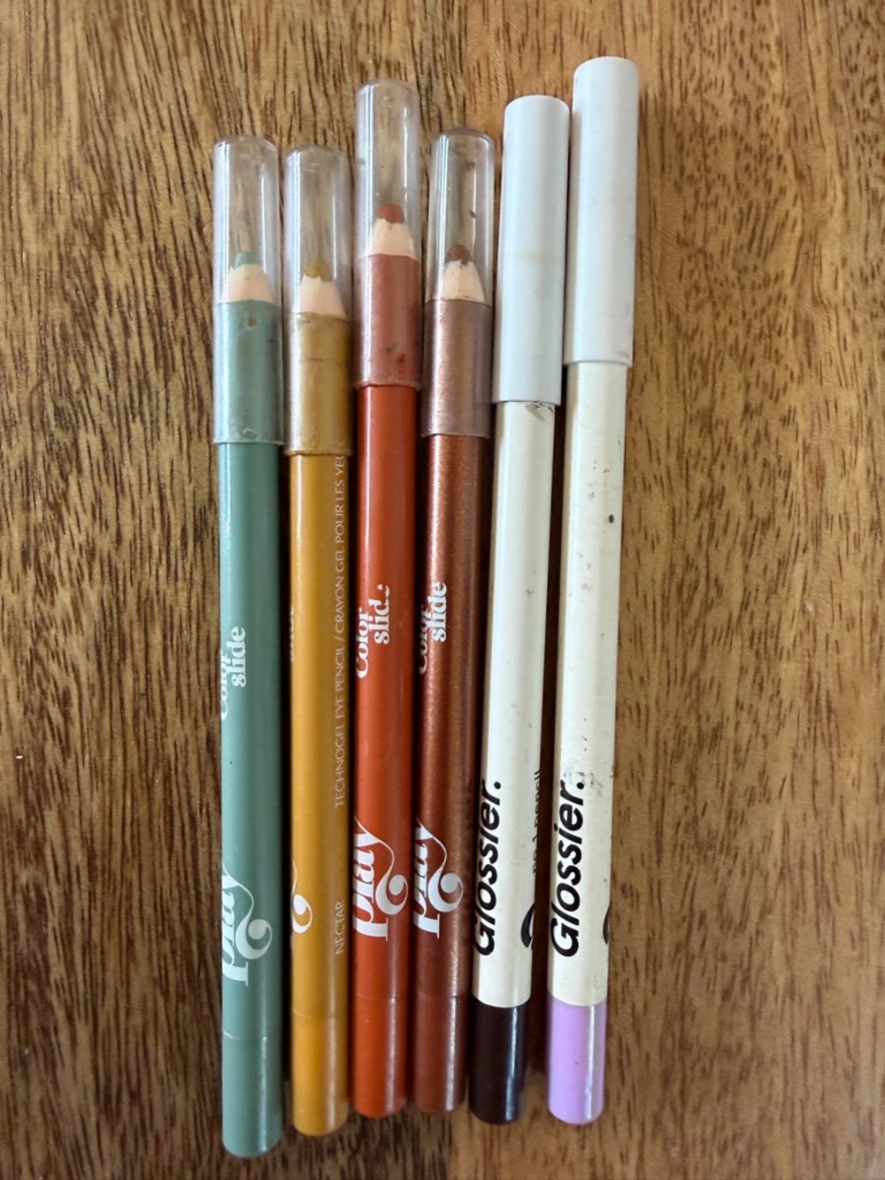 Glossier Play Color Slide in Early Girl,Nectar,Jumbo,Pretty Penny & No.1 Pencils